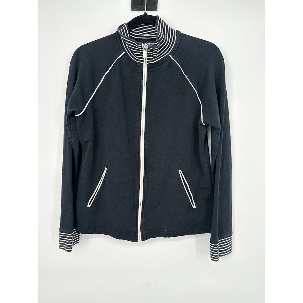 Jones New York Signature Womens M Jacket Black White Full Zip Stretch Athletic
